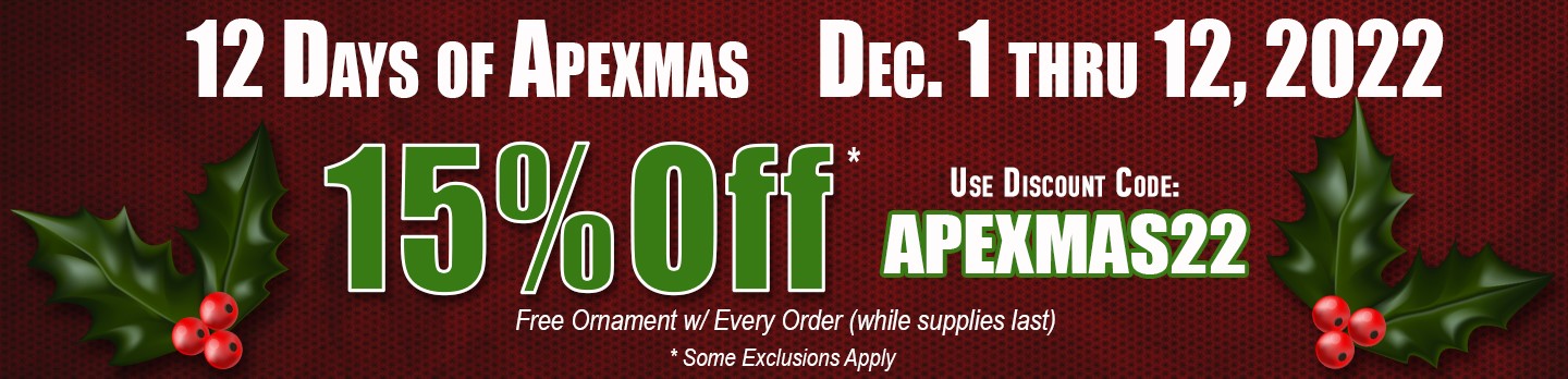 12 Days of Apexmas Sale runs from December 1-12. Used code: APEXMAS22 for 15% off.