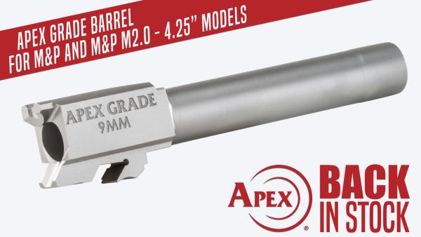 Back In Stock, Apex’s 4.25” Semi Drop-In Barrel for M&P Pistols