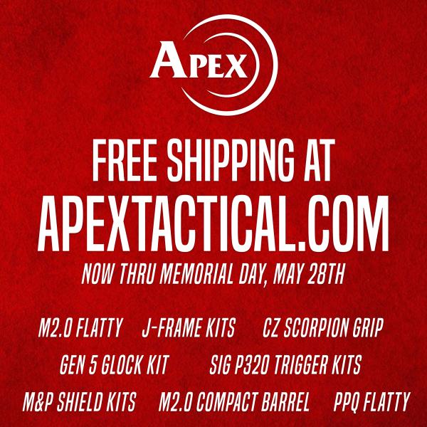 Apex Offers Free Shipping Now Thru Memorial Day